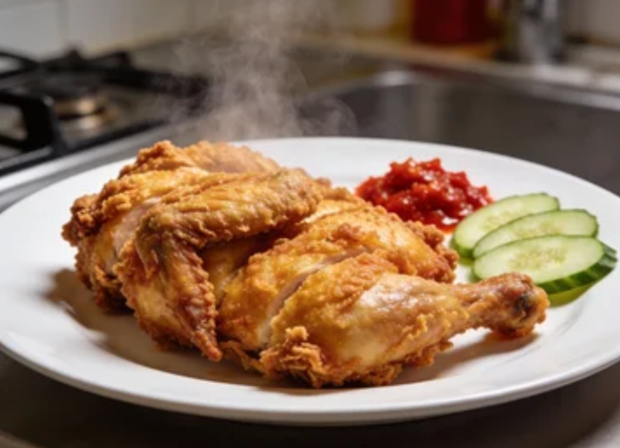 Ayam Goreng Crispy Proses Penggorengan